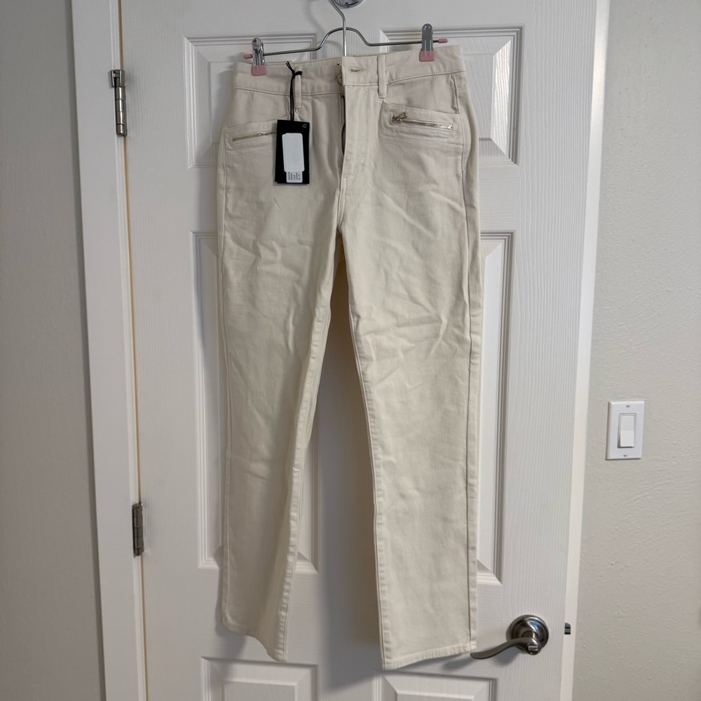 PAIGE Women's Straight Leg Jeans in Light Cream